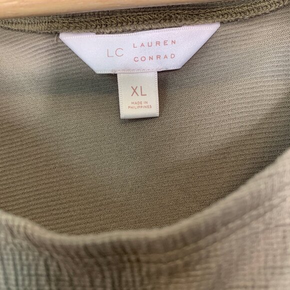 LC Lauren Conrad Cold Shoulder Khaki Above the Knee Dress in Size XL - Picture 5 of 7